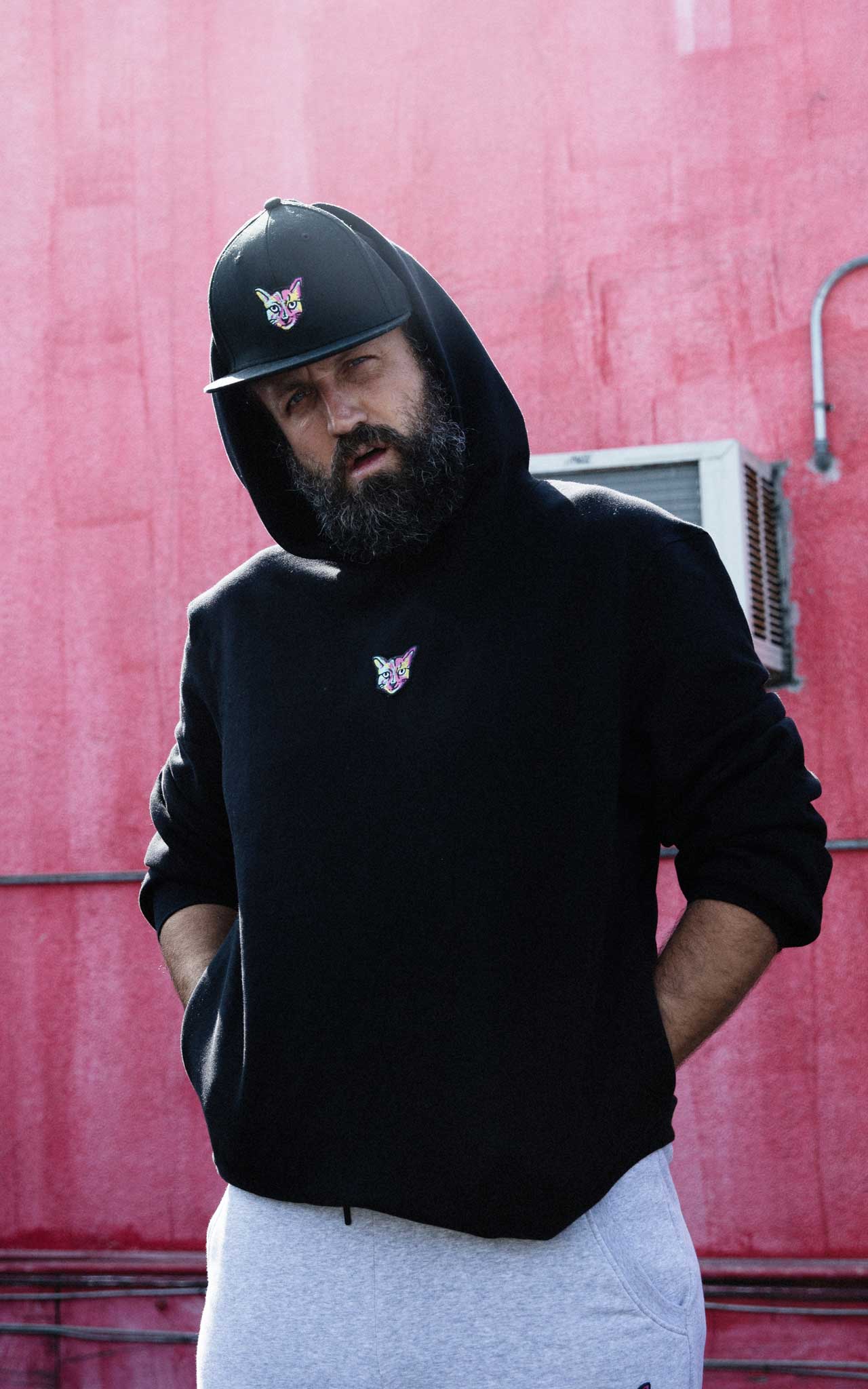 BLACK HOODIE CAT - PARI USA , Wearepari, Paul Ripke, pari swim club, Newport Beach, pari