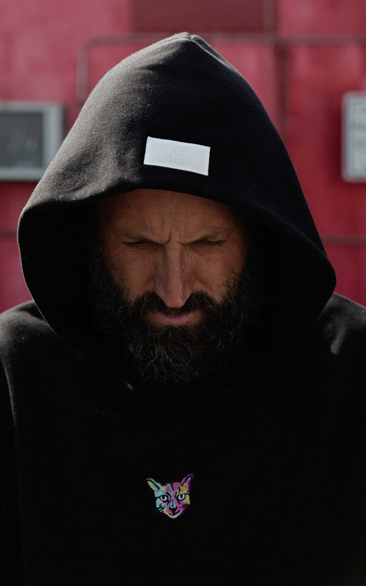 BLACK HOODIE CAT - PARI USA , Wearepari, Paul Ripke, pari swim club, Newport Beach, pari