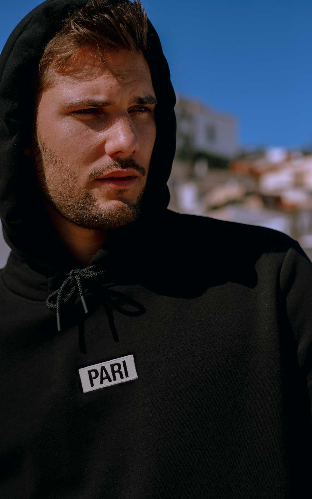 BLACK HOODIE BOX LOGO - PARI USA , Wearepari, Paul Ripke, pari swim club, Newport Beach, pari