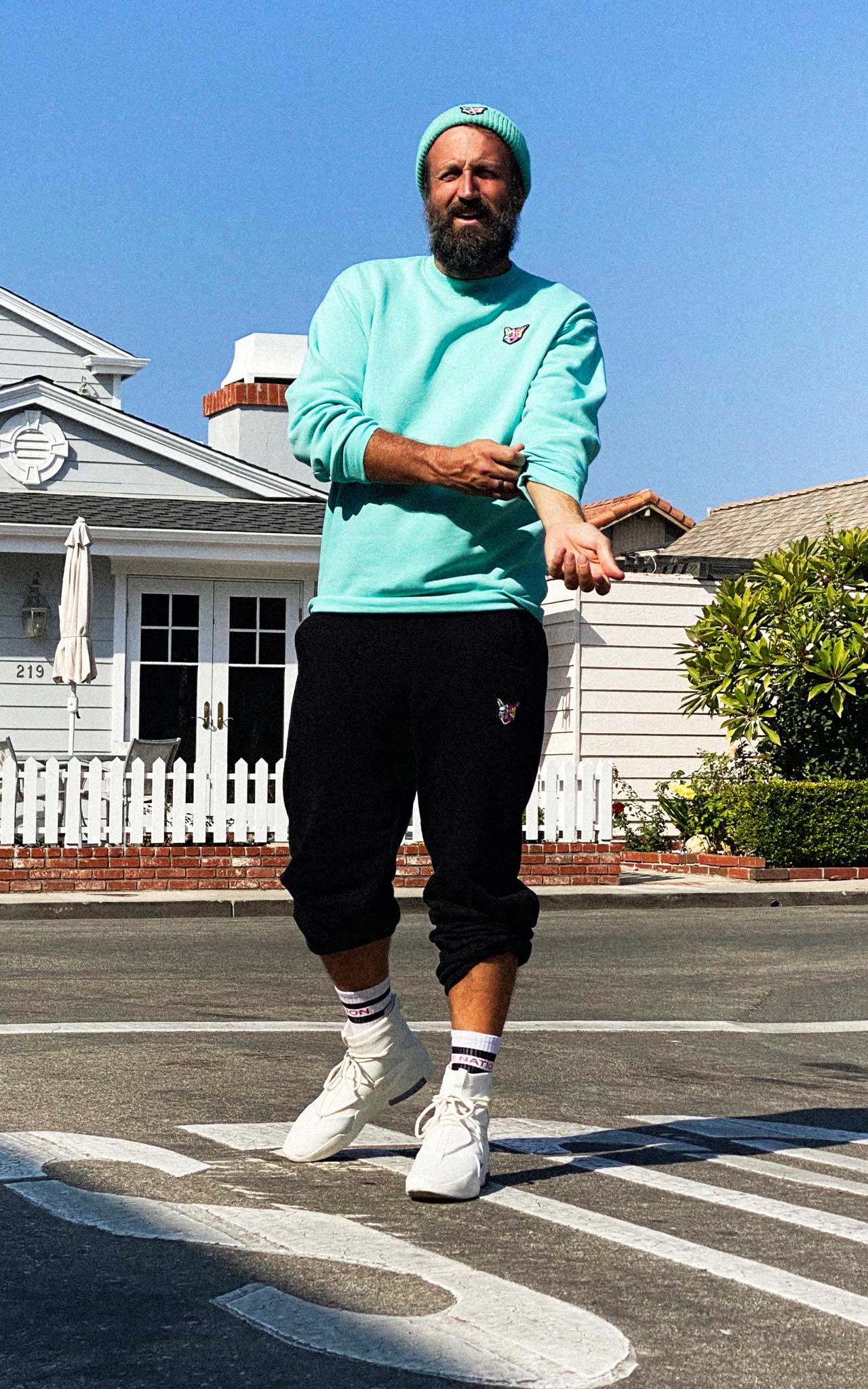 BLACK SWEATPANTS CAT - PARI USA , Wearepari, Paul Ripke, pari swim club, Newport Beach, pari