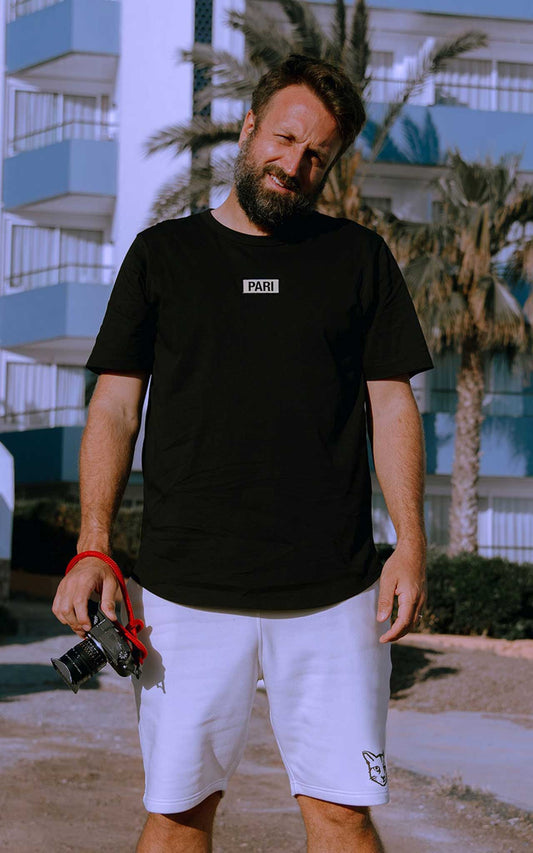 BLACK T-SHIRT BOX LOGO - PARI USA , Wearepari, Paul Ripke, pari swim club, Newport Beach, pari