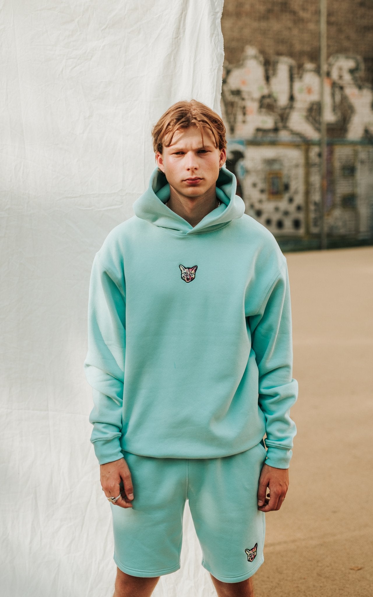 TURQUOISE SPORTS CLUB HOODIE CAT - PARI USA , Wearepari, Paul Ripke, pari swim club, Newport Beach, pari