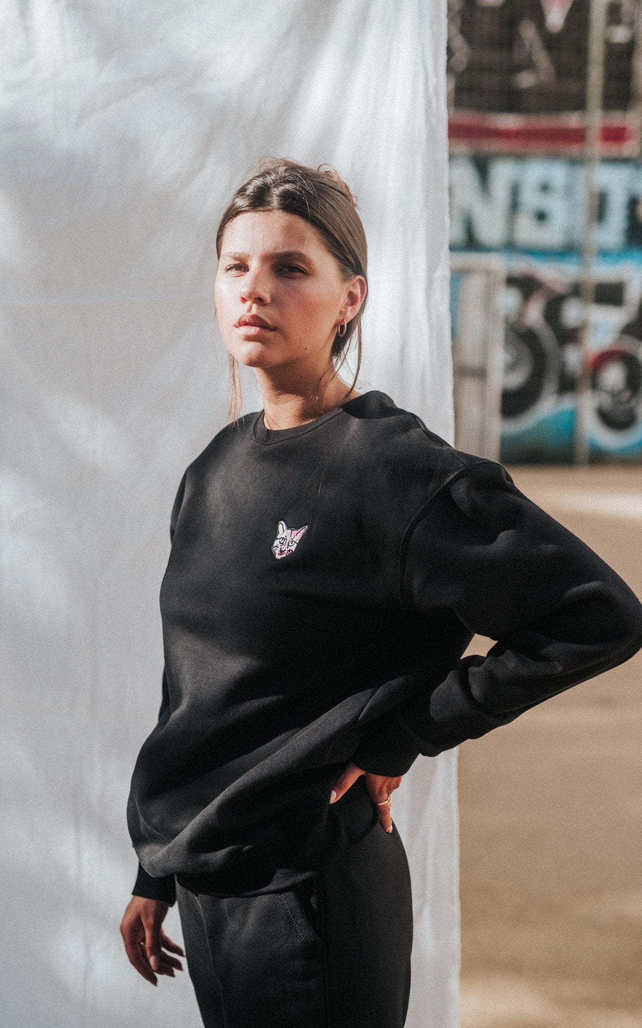 BLACK SPORTS CLUB SWEATSHIRT CAT - PARI USA , Wearepari, Paul Ripke, pari swim club, Newport Beach, pari