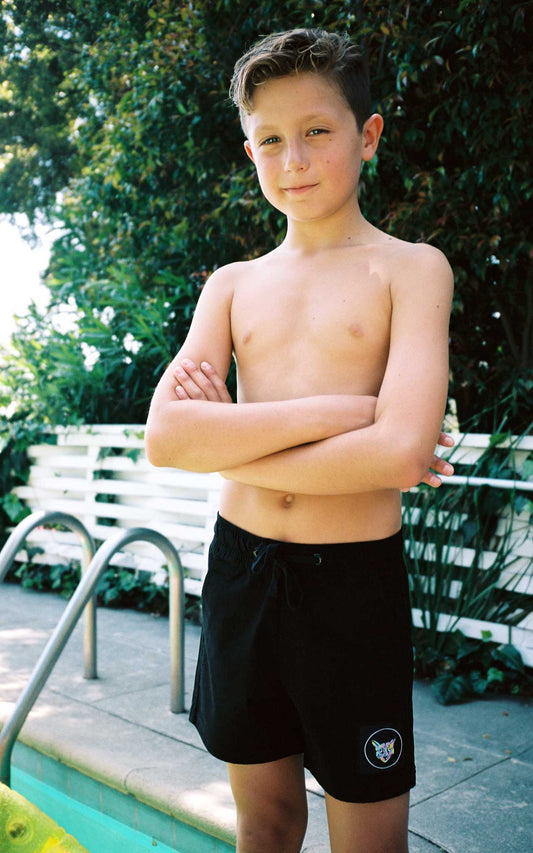 KIDS BLACK SWIM CLUB SHORTS - PARI USA , Wearepari, Paul Ripke, pari swim club, Newport Beach, pari