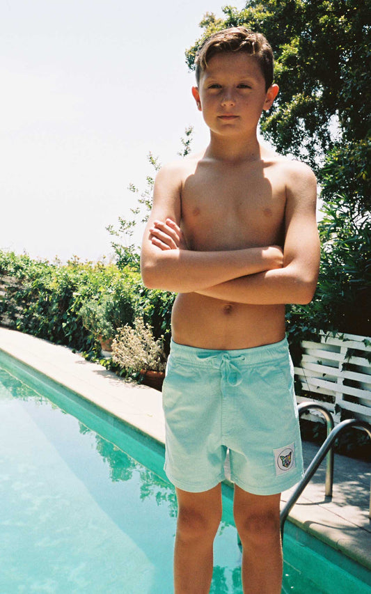 KIDS TURQUOISE SWIM CLUB SHORTS - PARI USA , Wearepari, Paul Ripke, pari swim club, Newport Beach, pari