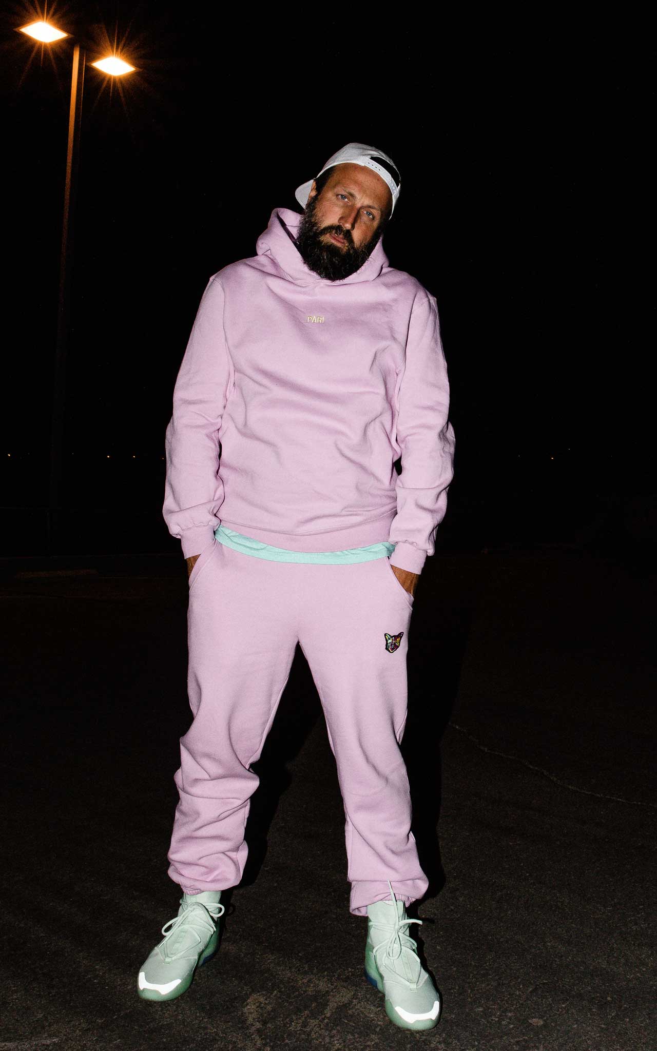 LILAC SWEATPANTS CAT - PARI USA , Wearepari, Paul Ripke, pari swim club, Newport Beach, pari