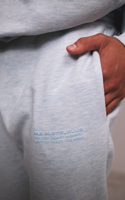 LIGHT BLUE PASTEL CLUB SWEATPANTS - PARI USA , Wearepari, Paul Ripke, pari swim club, Newport Beach, pari