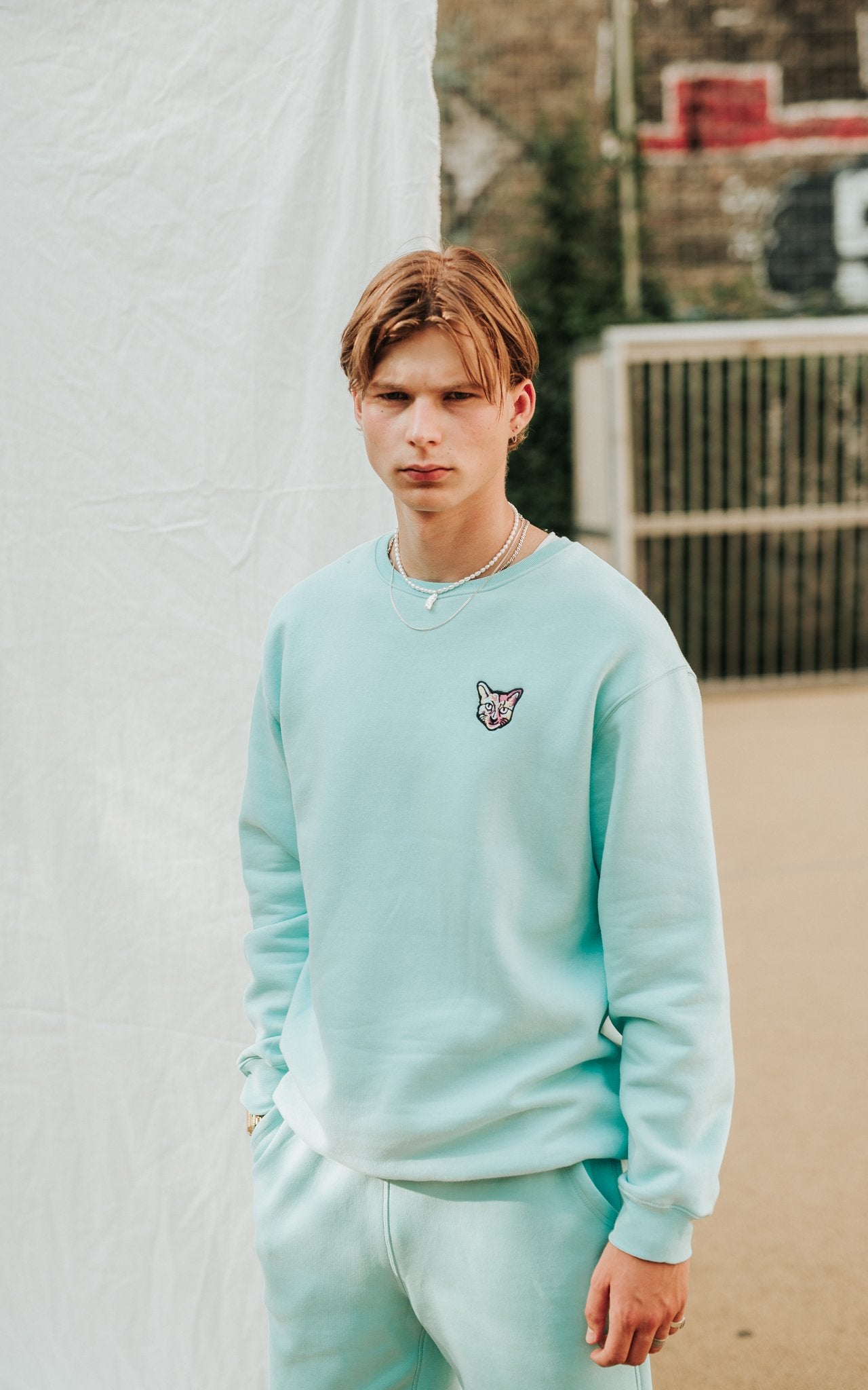 TURQUOISE SPORTS CLUB SWEATSHIRT CAT - PARI USA , Wearepari, Paul Ripke, pari swim club, Newport Beach, pari
