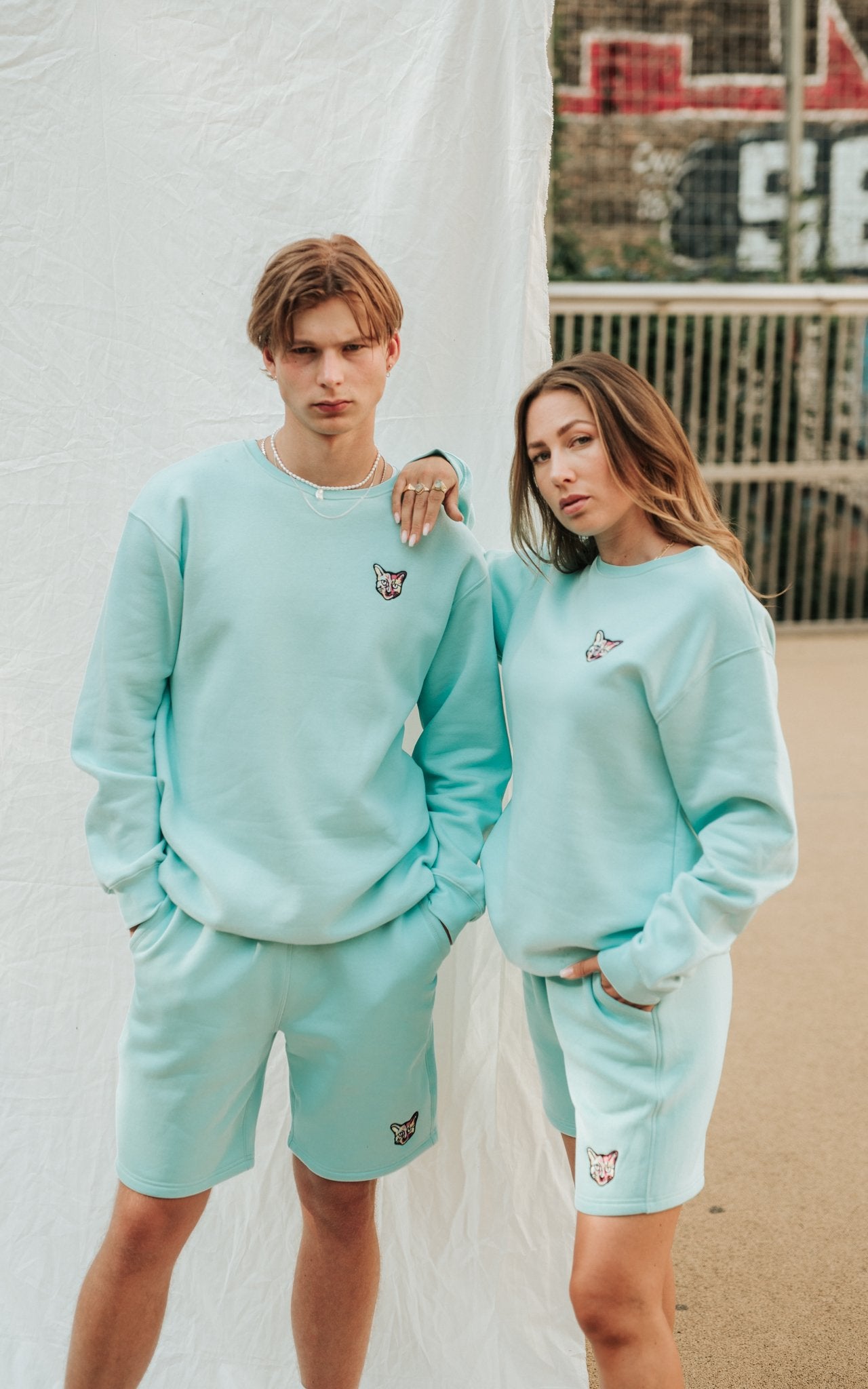 TURQUOISE SPORTS CLUB SWEATSHIRT CAT - PARI USA , Wearepari, Paul Ripke, pari swim club, Newport Beach, pari
