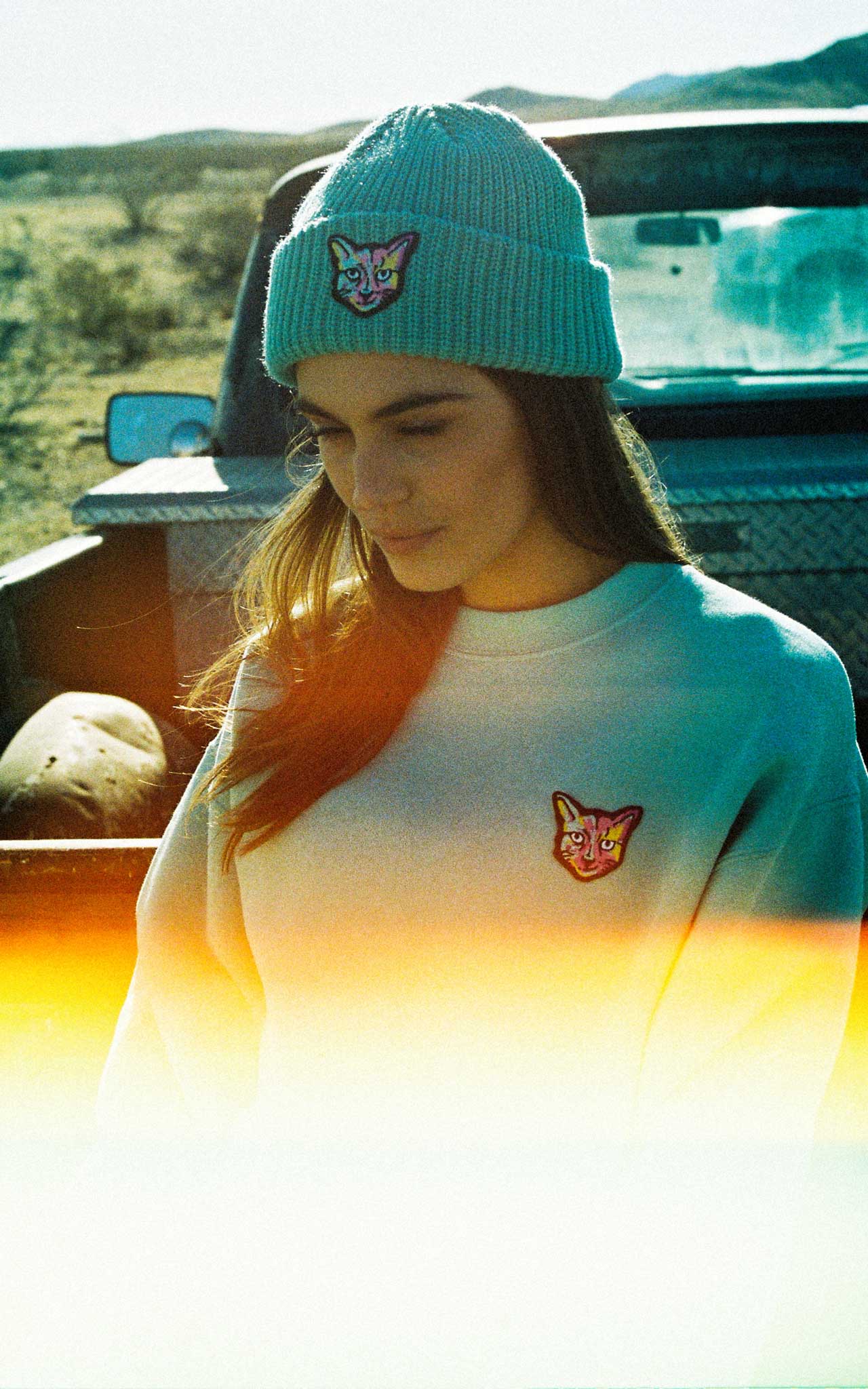 TURQUOISE SWEATSHIRT CAT - PARI USA , Wearepari, Paul Ripke, pari swim club, Newport Beach, pari