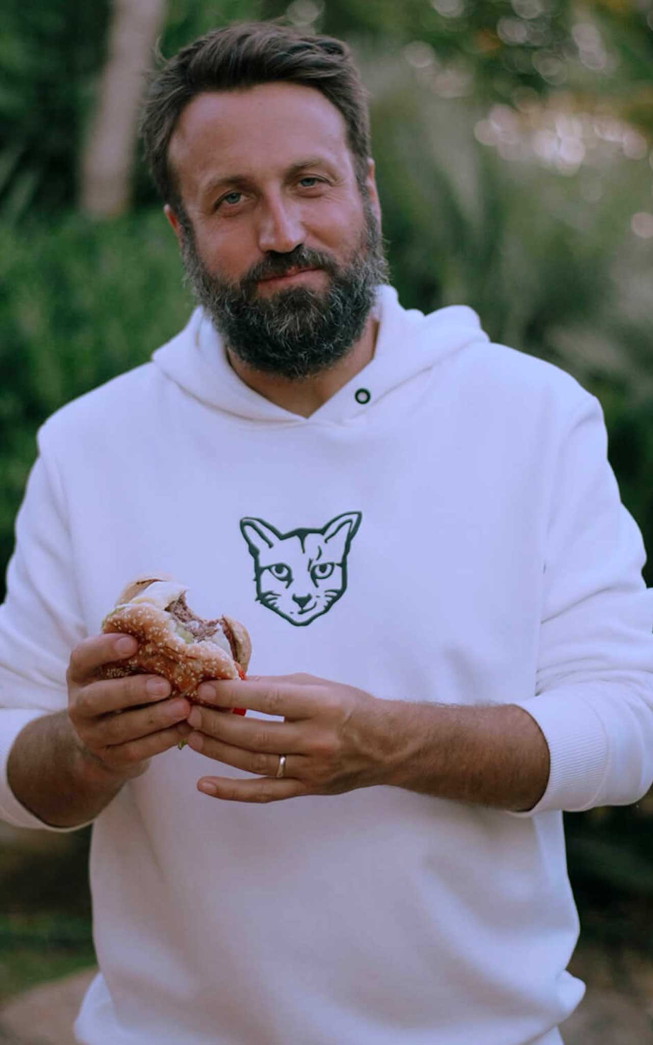 WHITE HOODIE RUBBER CAT - PARI USA , Wearepari, Paul Ripke, pari swim club, Newport Beach, pari