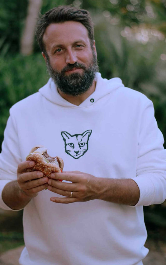 WHITE HOODIE RUBBER CAT - PARI USA , Wearepari, Paul Ripke, pari swim club, Newport Beach, pari