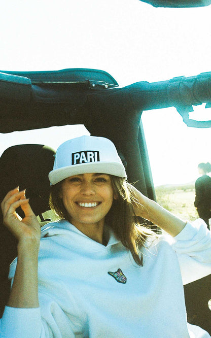 WHITE SWEATSHIRT CAT - PARI USA , Wearepari, Paul Ripke, pari swim club, Newport Beach, pari